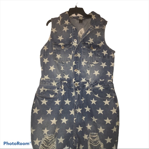 Ashley Stewart Star denim jumpsuit size 18 - Picture 5 of 7